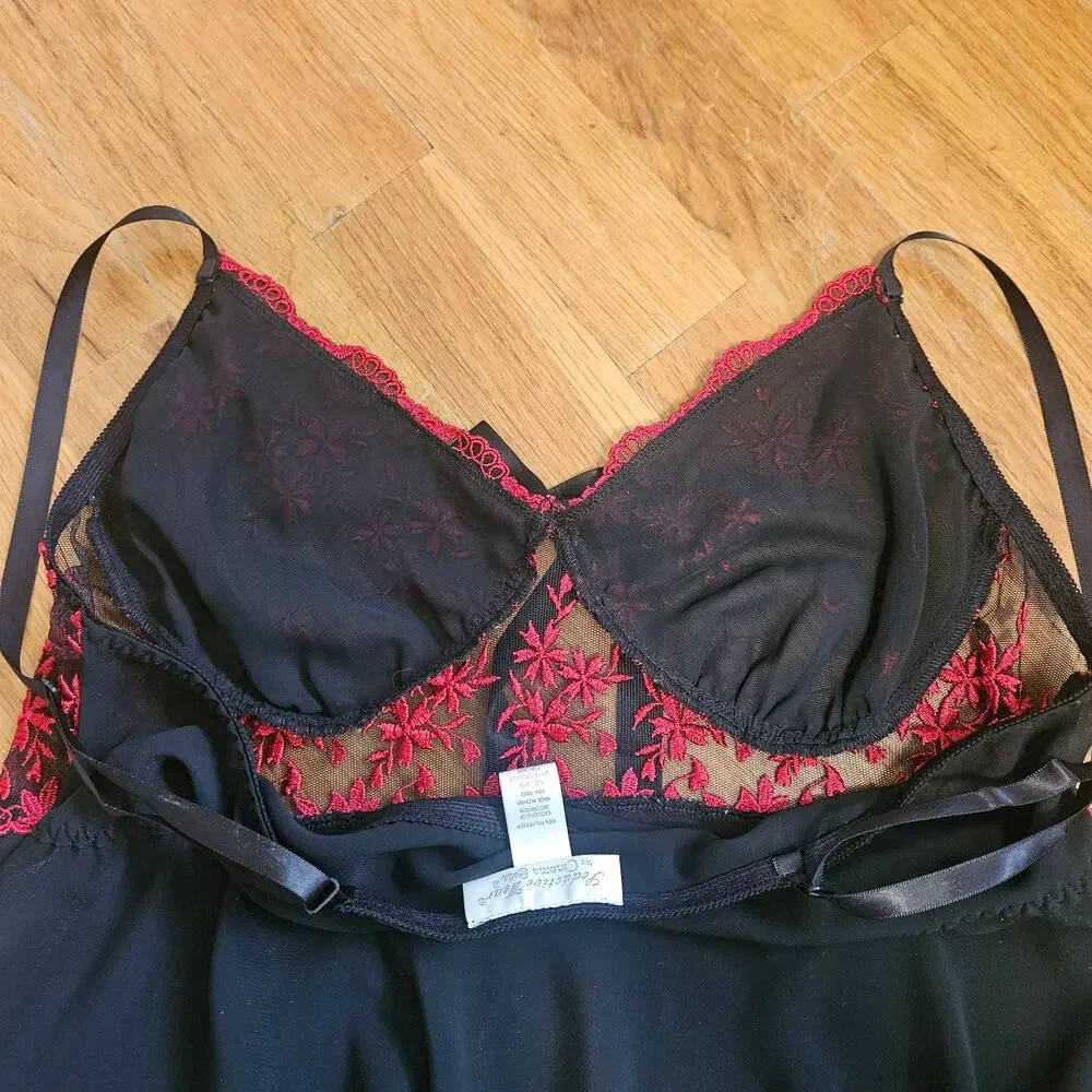 Cinema Etoile Lingerie Size L Black Red Lace Vamp Whimsygoth Mesh Festival Dress